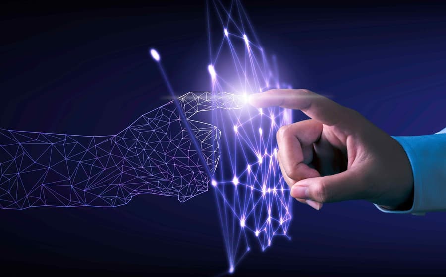 Abstract network of connected nodes representing digital infrastructure